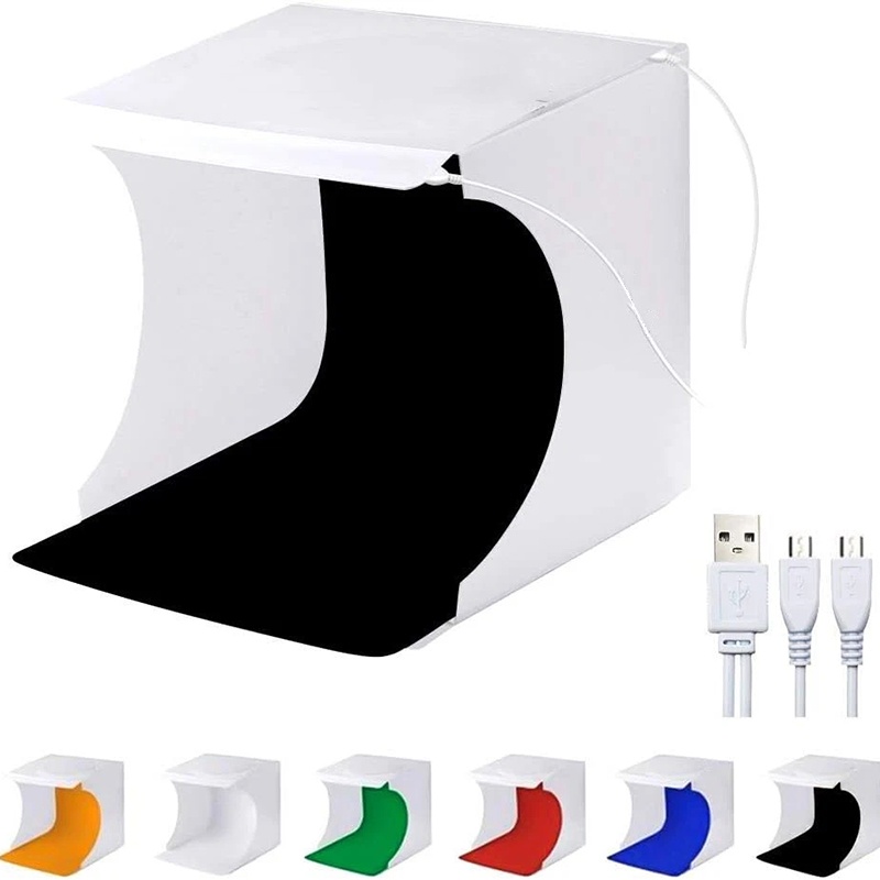 Photography Lighting Kit With Backdrop - Portable Folding Photobox Photography LED Light