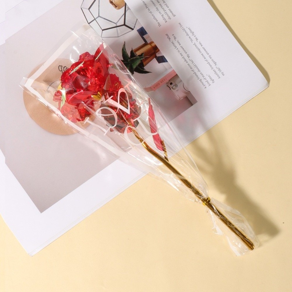 Photography Lighting Simulation - Glowing Gold Foil Rose Flower Colourful