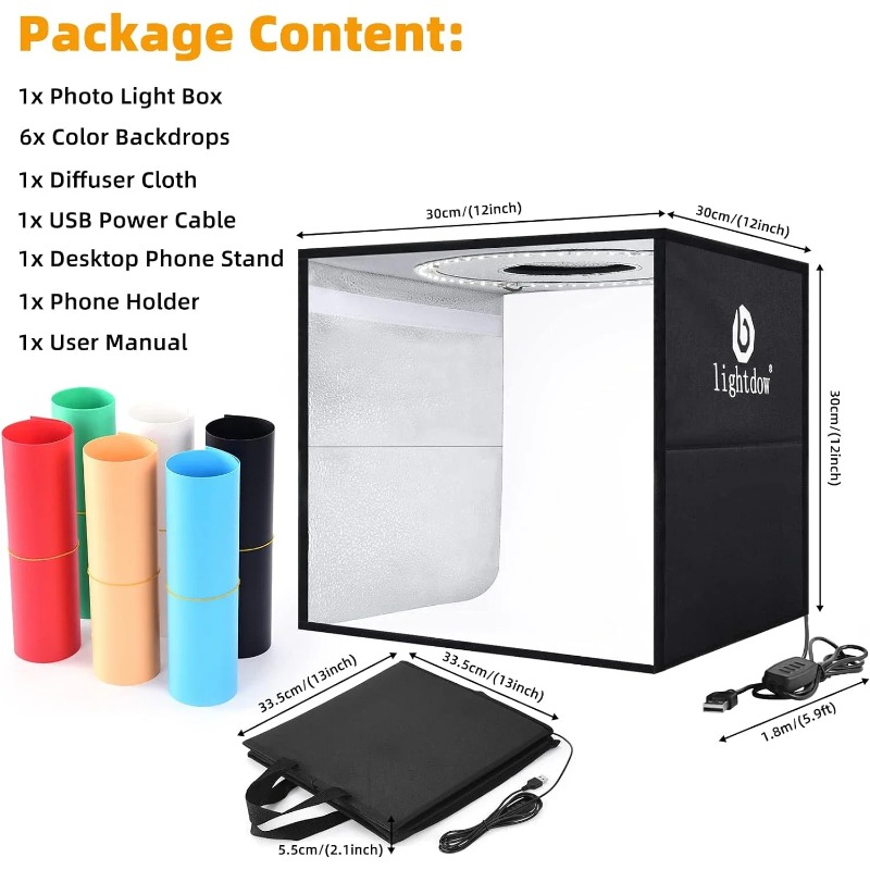 Photography Lighting Kit With Backdrop - Lightdow Photo Studio Light Box Kit