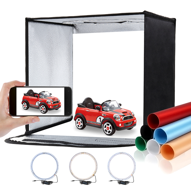 Photography Lighting Kit With Backdrop - 11.8x11.8inch Fold Photo Studio Light Box