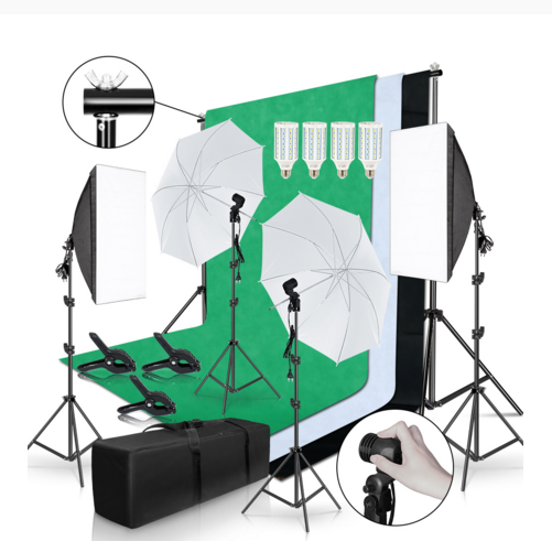 Photography Lighting Kit With Backdrop - Gold Seller Full Set Photography Kit