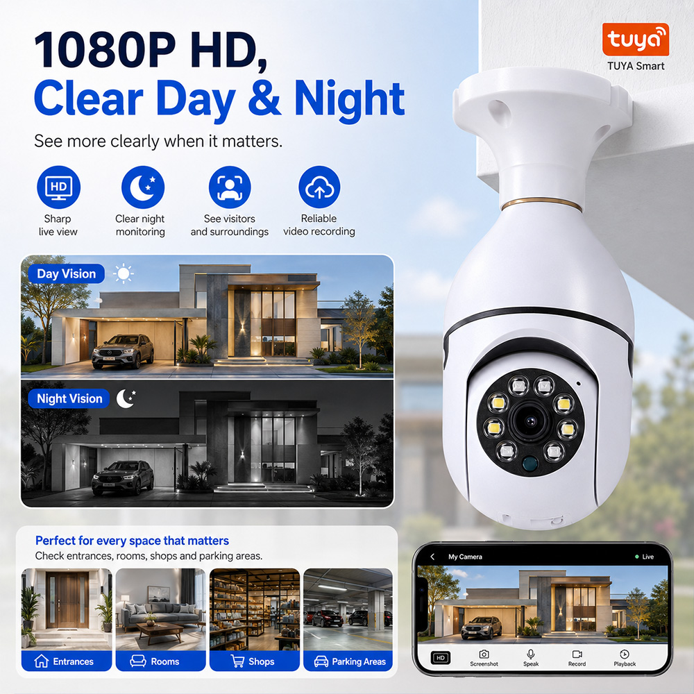Bulb Camera  Tuya Wireless Lig - Photography Lighting Wireless ulasan dan harga