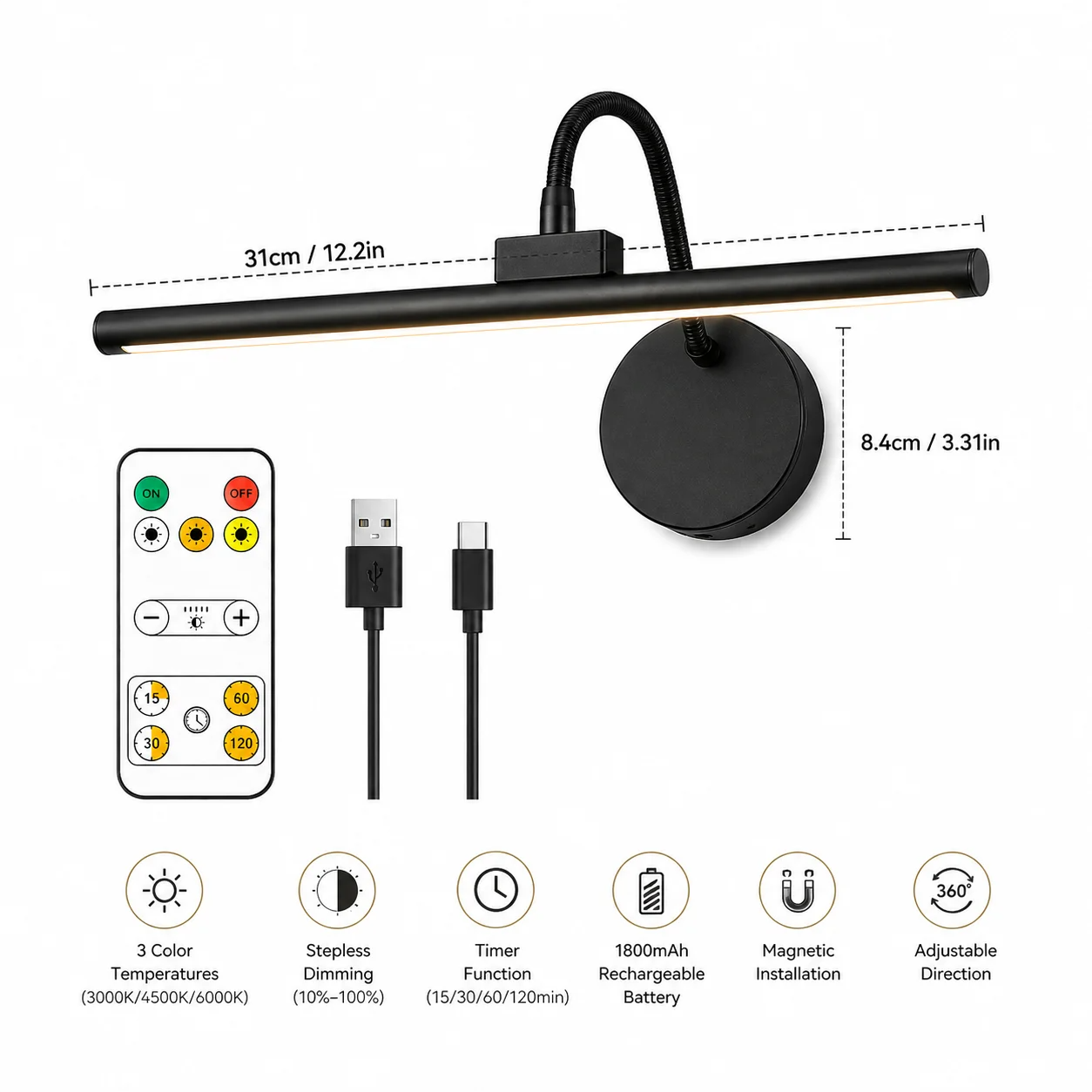 LED Wireless Picture Light wit - Photography Lighting Wall ulasan dan harga