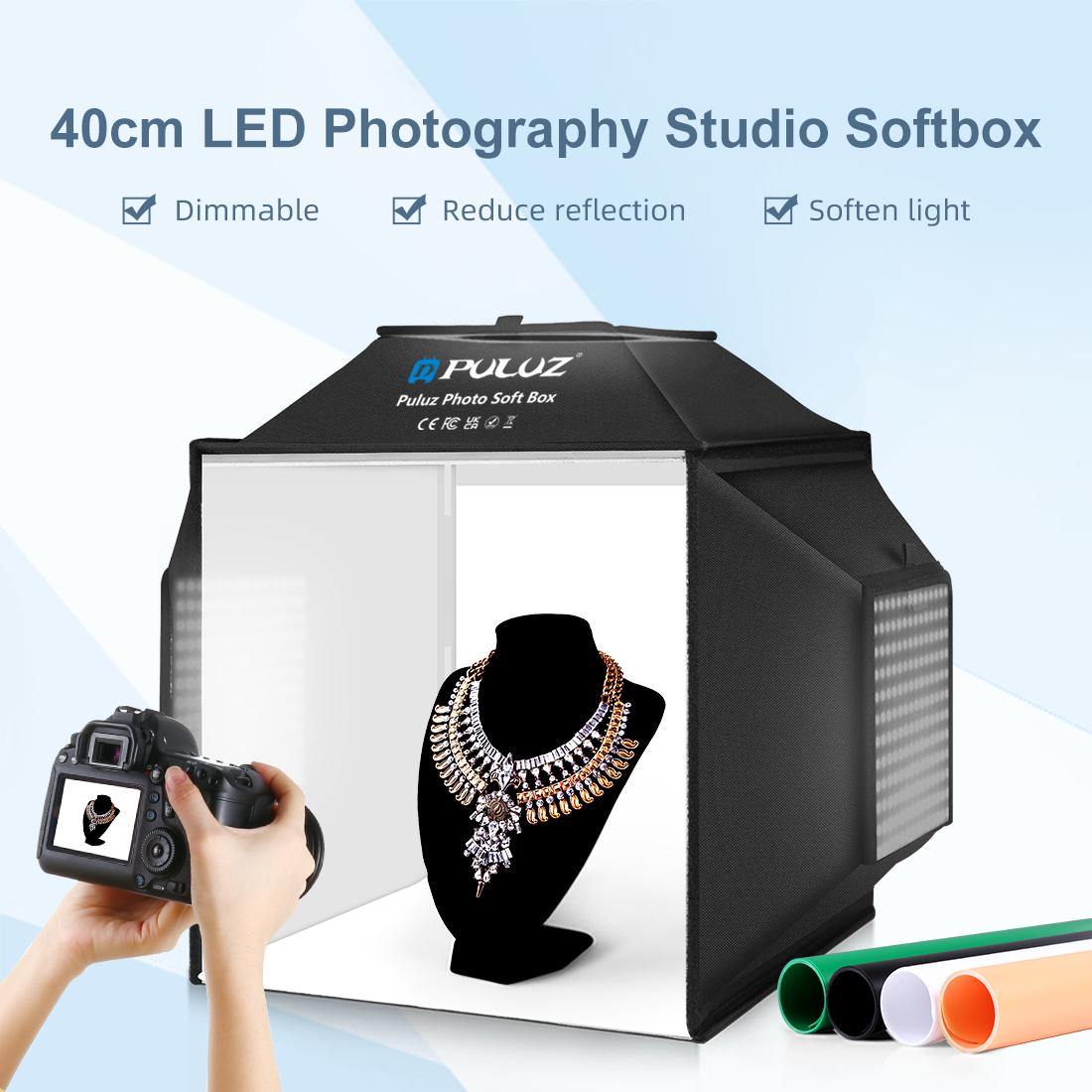 PULUZ 40cm Folding 72W 5500K S - Photography Lighting Kit With Backdrop ulasan dan harga
