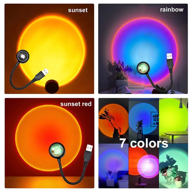 1-4pcs Sunset Lamp LED Rainbow - Photography Lighting Home ulasan dan harga