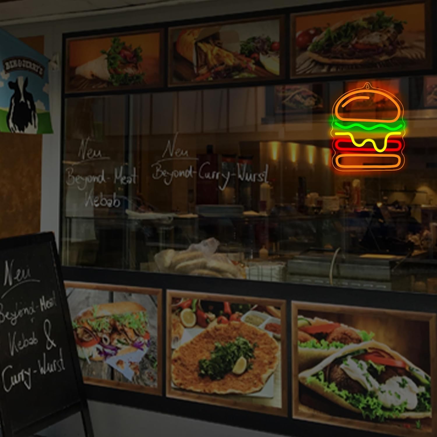 Burger Neon Sign with Layered  - Photography Lighting For Food ulasan dan harga