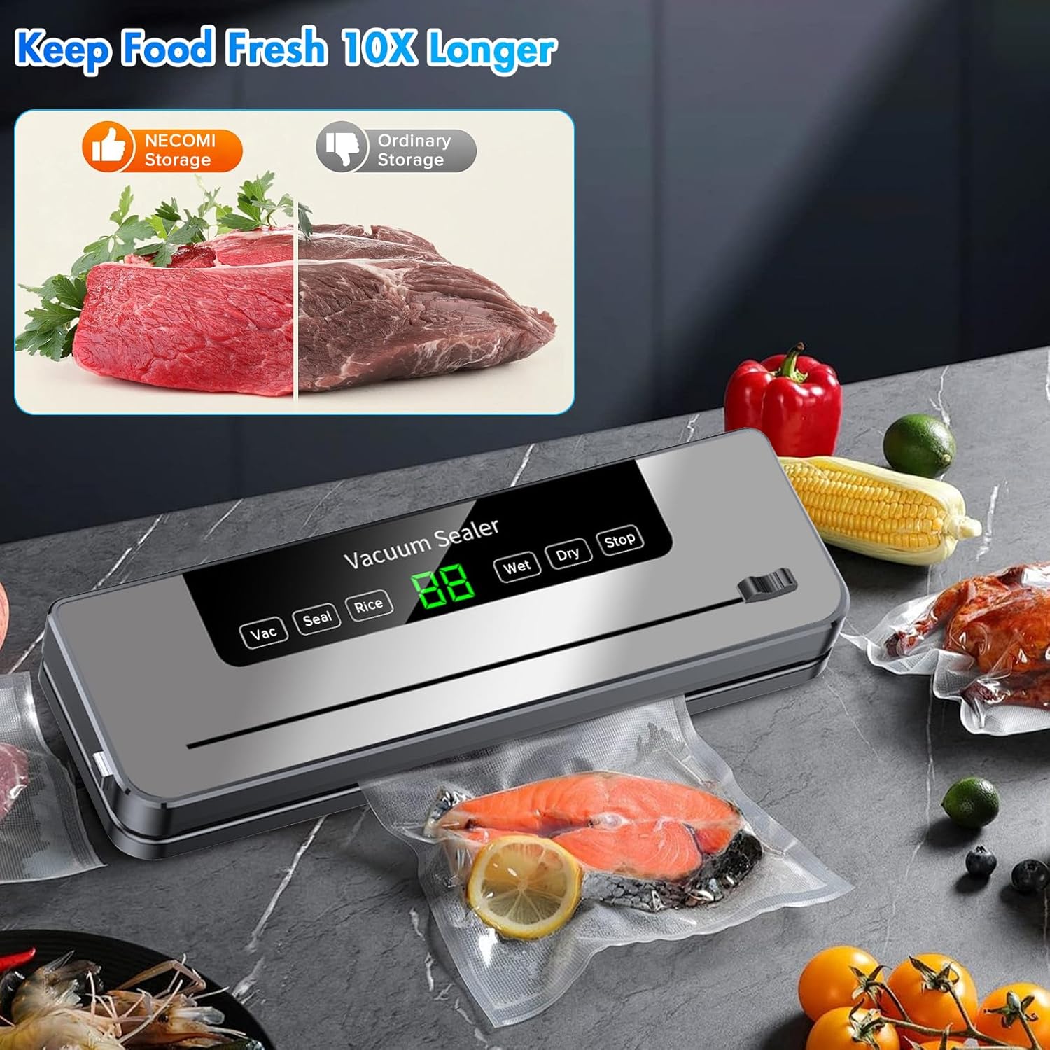 Vacuum Sealing Machine with 10 - Photography Lighting For Food ulasan dan harga