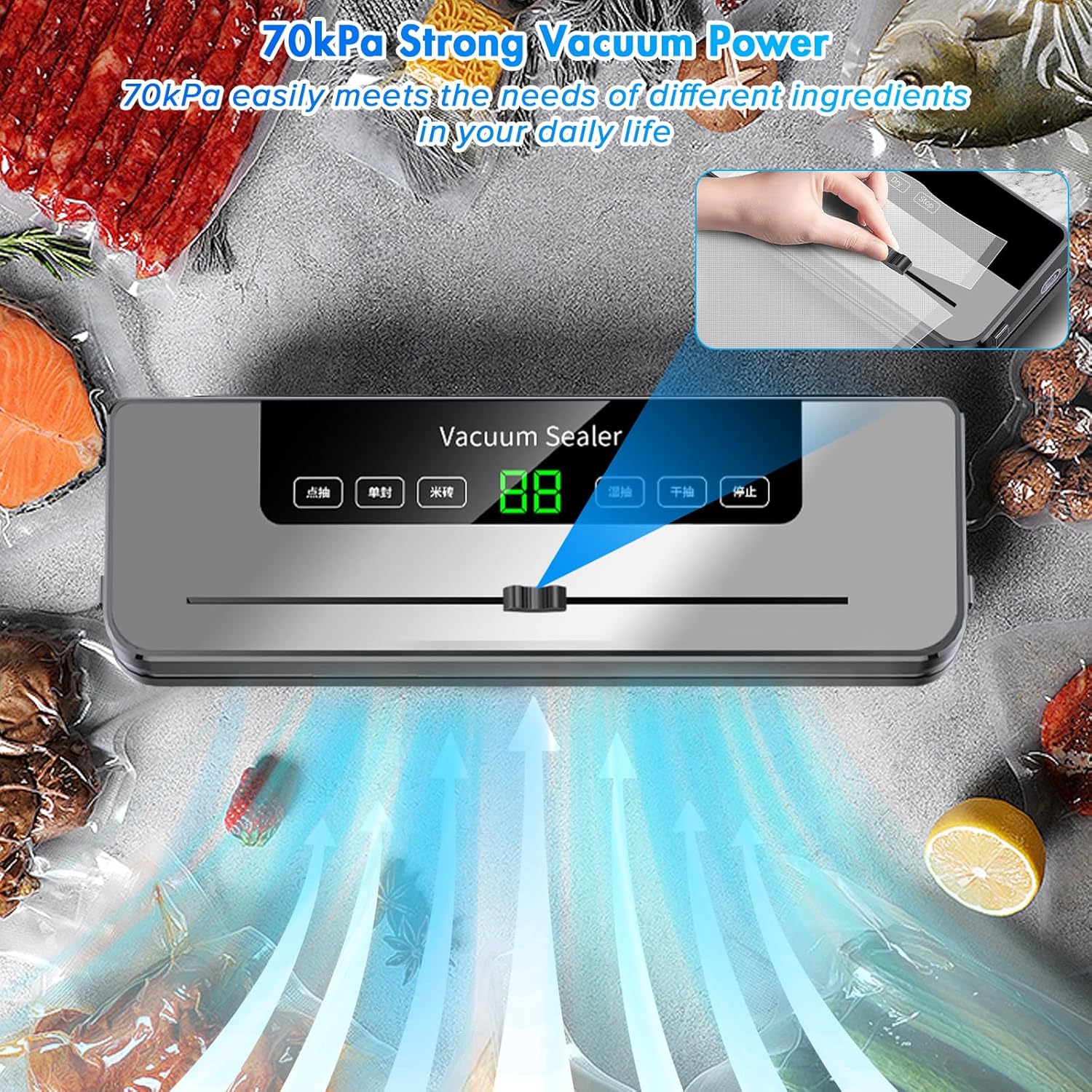Vacuum Sealing Machine with 10 - Photography Lighting For Food ulasan dan harga