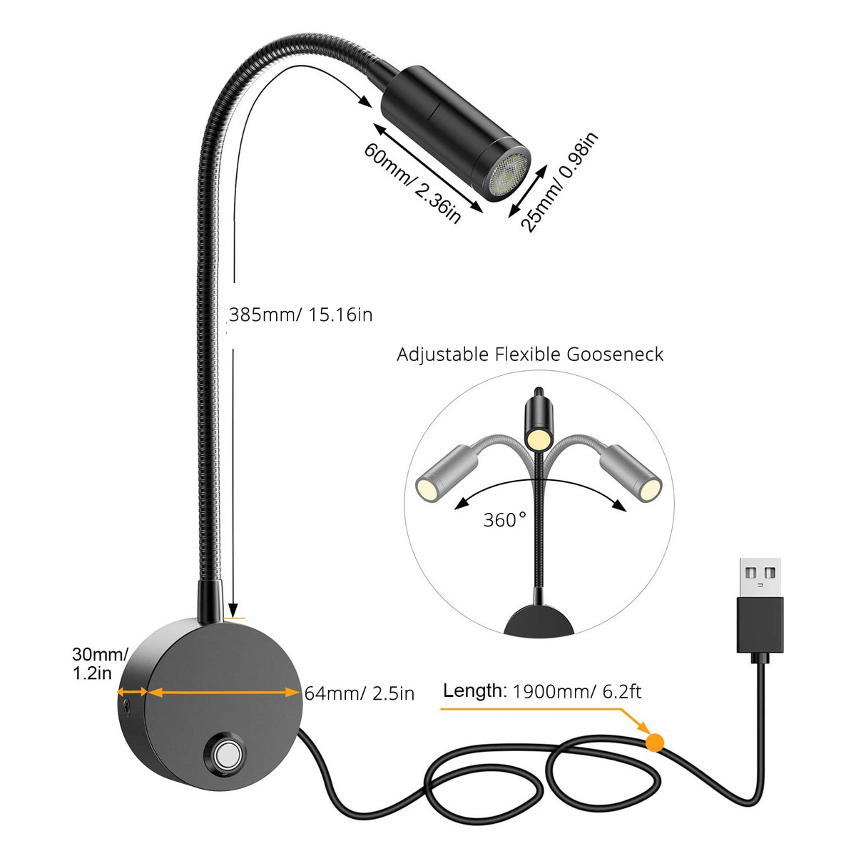 2pcs 5V USB Bedside Wall Readi - Photography Lighting Book ulasan dan harga