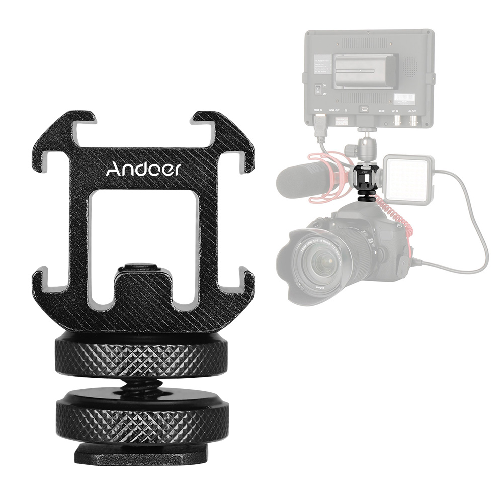 Andoer 3 Cold Shoe Mount Adapt - Photography Lighting Continuous ulasan dan harga