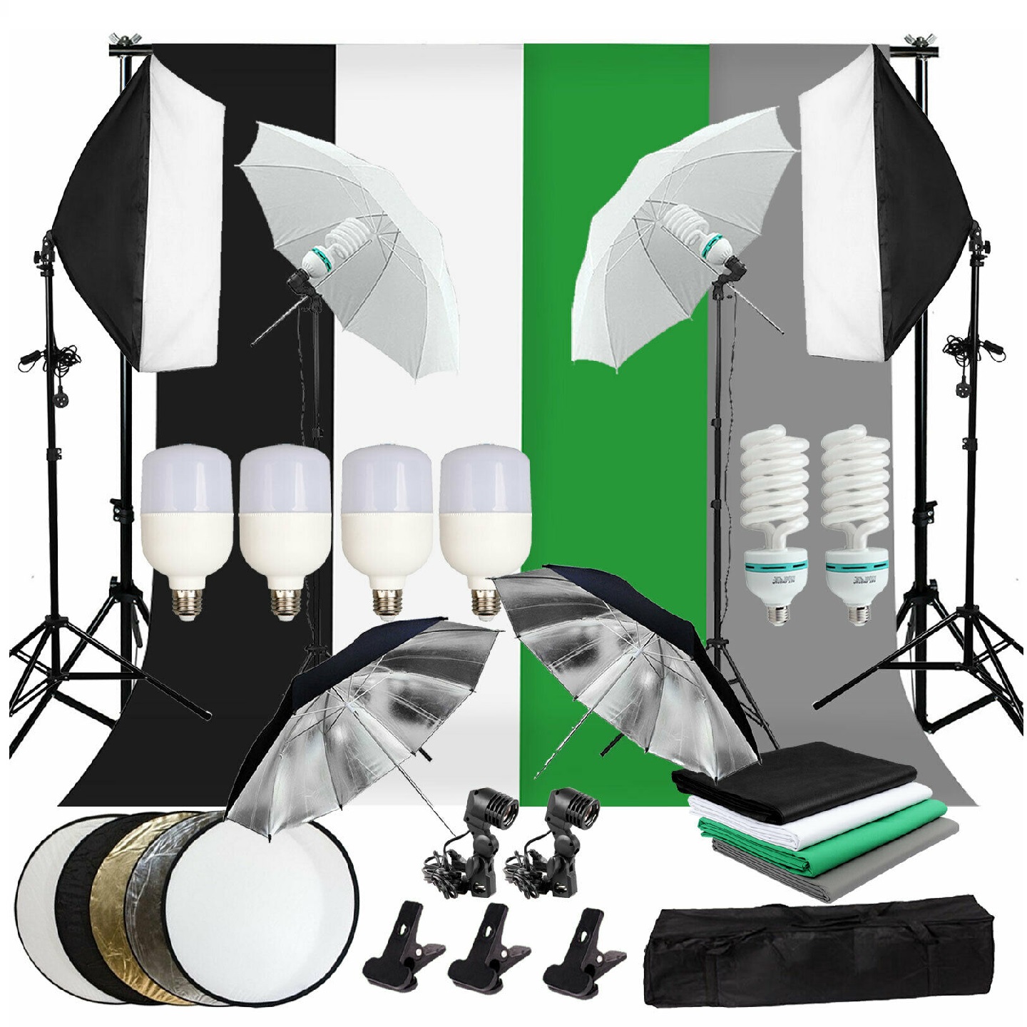 Gold Seller Full Set Photograp - Photography Lighting Kit With Backdrop ulasan dan harga