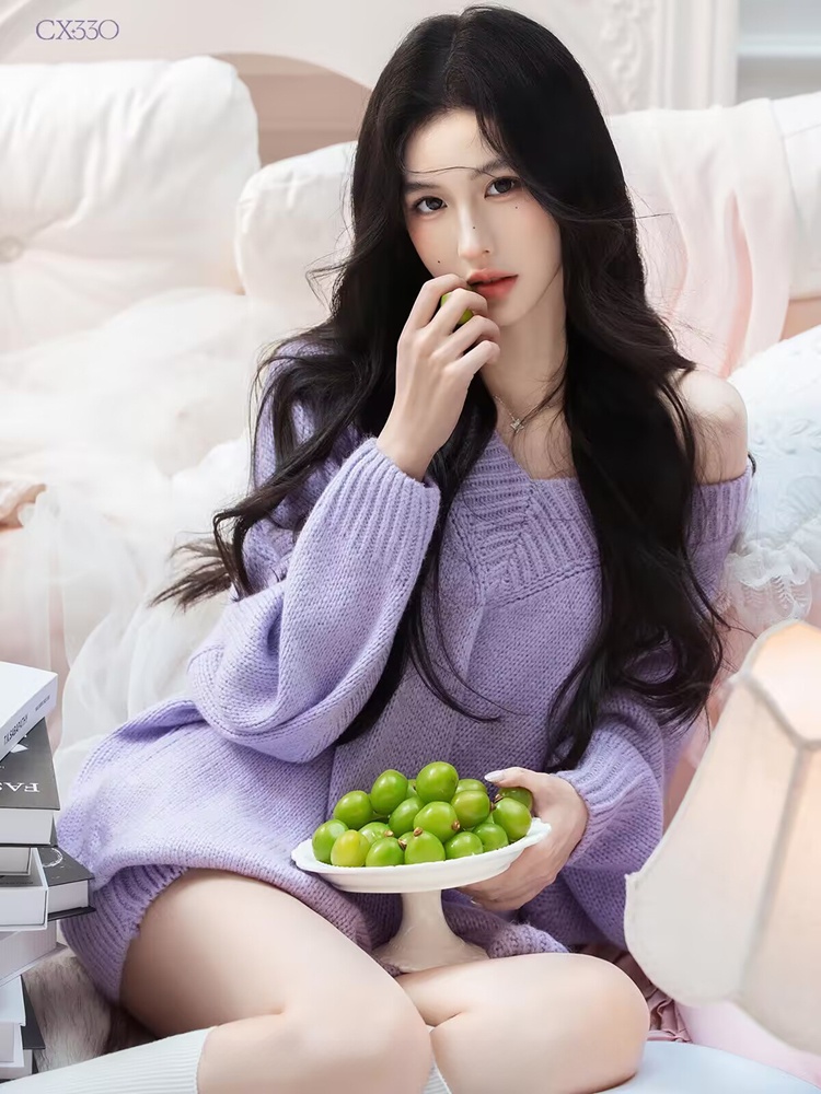 Autumn Winter Purple Sweater O - Photography Lighting Home ulasan dan harga